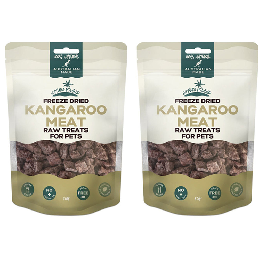 2PK Nature Island Freeze Dried Kangaroo Meat Human Grade 80g Pets Dog/Cat Raw Treats
