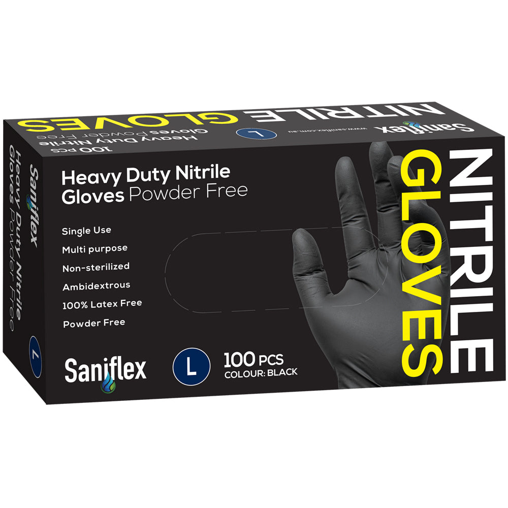 400pc Saniflex Saniflex Heavy Duty Nitrile Black L