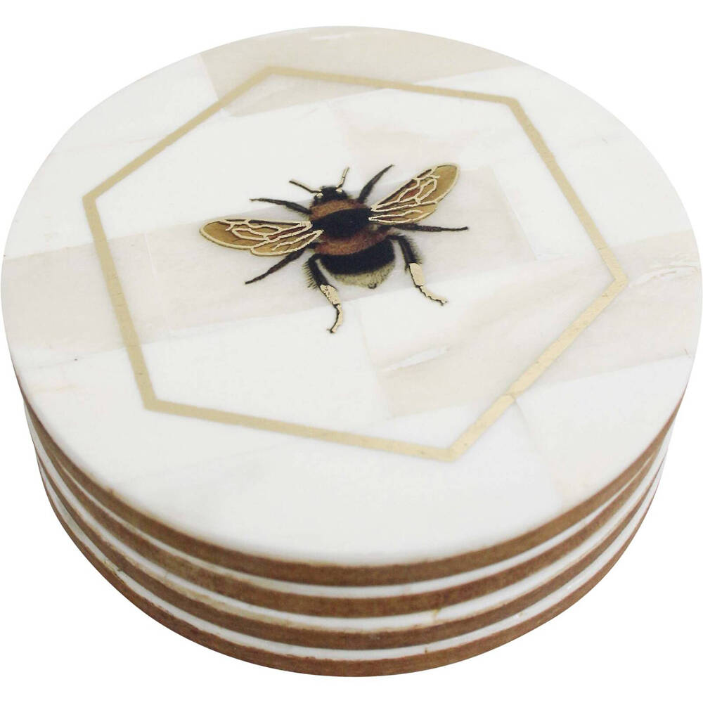 4pc LVD Bee Coasters Set Round Home/Kitchen Decor 10.16cm
