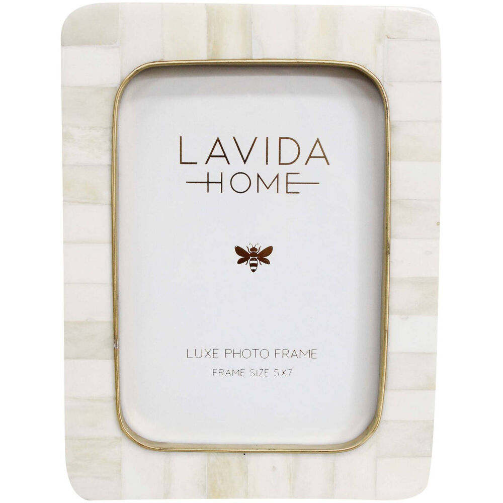 LVD 5x7 Photo Frame Bone Picture Display Home Decor White