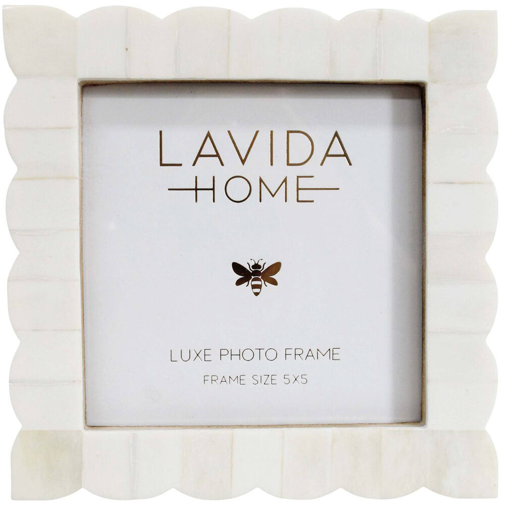 LVD 5x5 Picture/Photo Frame Scallop Bone/MDF White