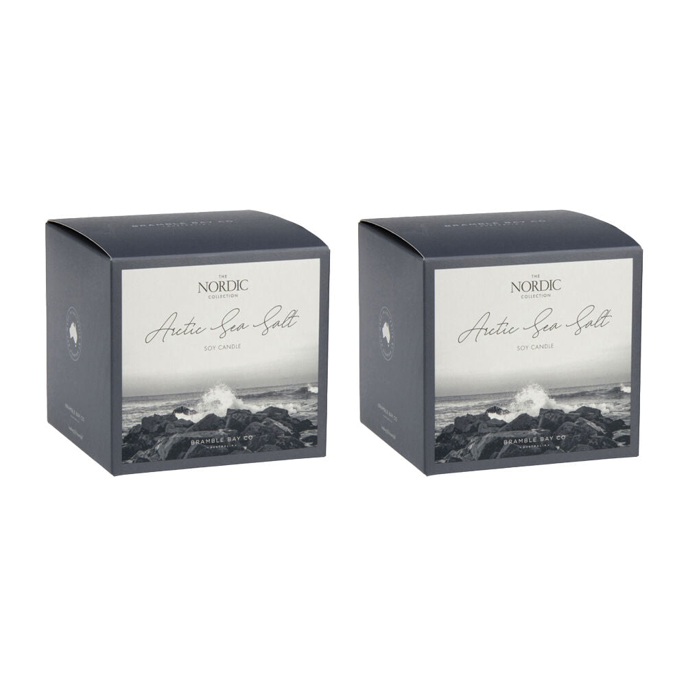 2PK Bramble Bay Nordic Arctic Sea Salt Candle Freesia Sandalwood & Lime 400g