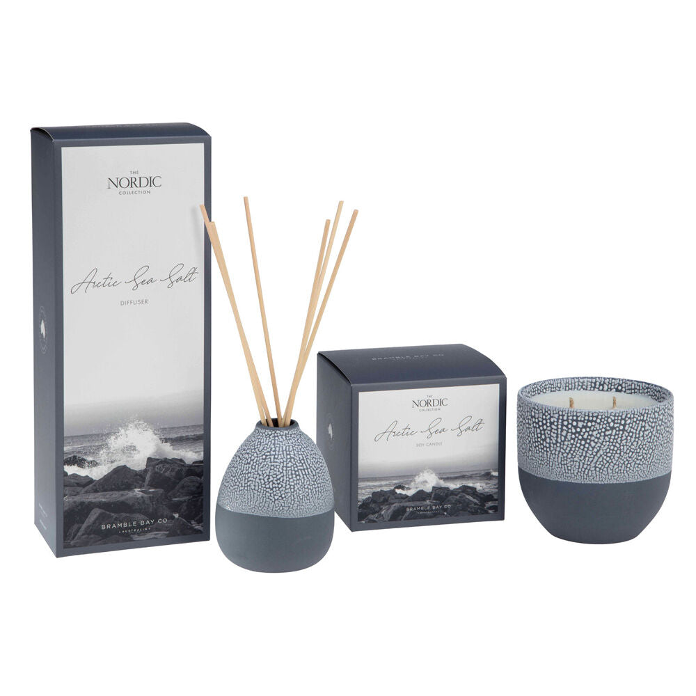 Bramble Bay Nordic Arctic Sea Salt Reed Diffuser Home Fragrance Charcoal