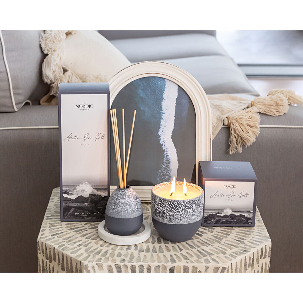 Bramble Bay Nordic Arctic Sea Salt Reed Diffuser Home Fragrance Charcoal
