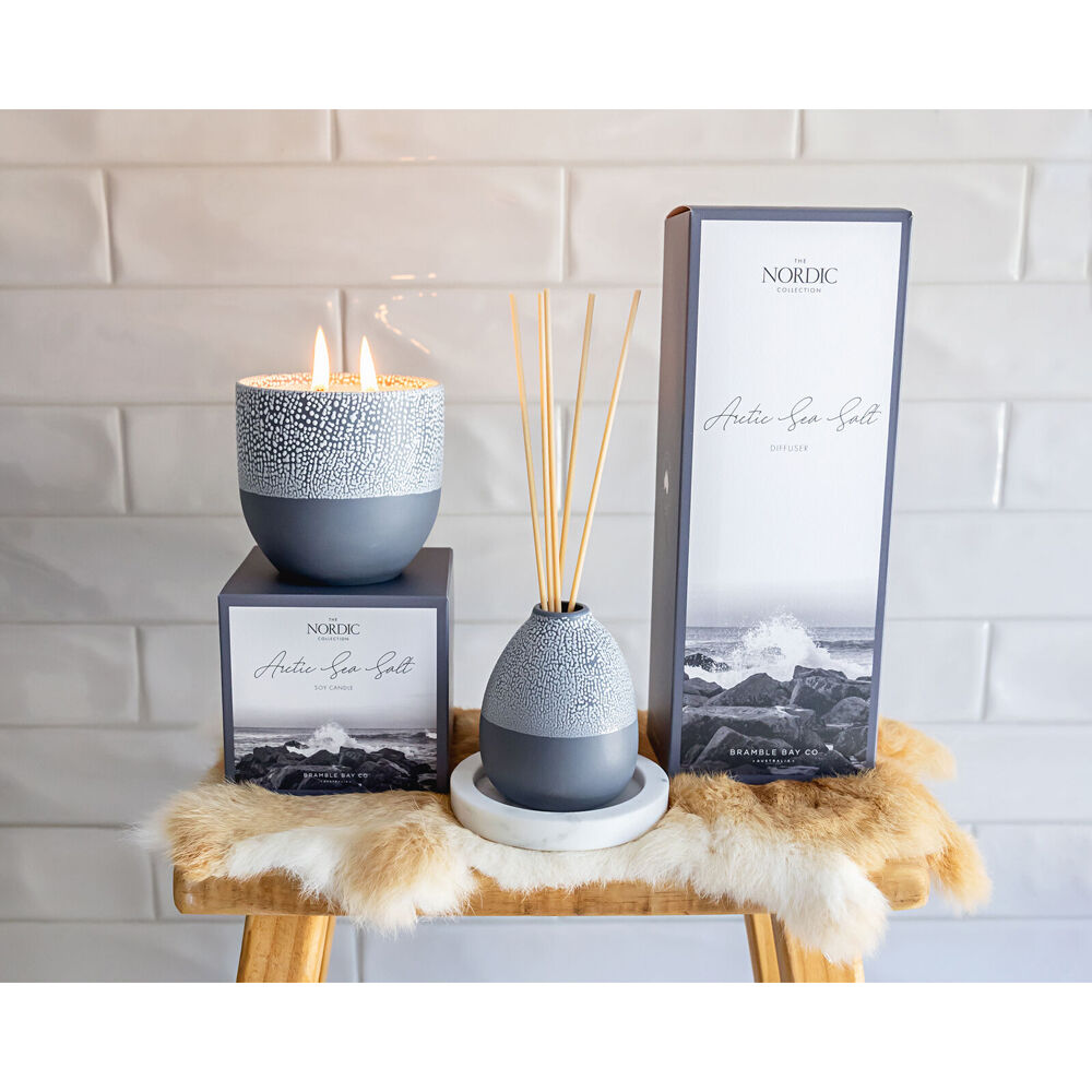 Bramble Bay Nordic Arctic Sea Salt Reed Diffuser Home Fragrance Charcoal