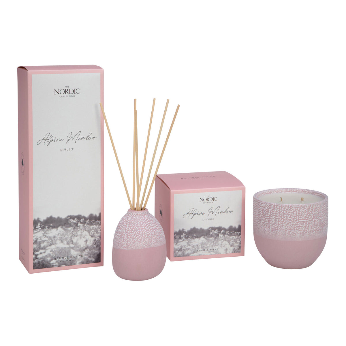 2PK Bramble Bay Nordic Alpine Meadow Diffuser Home Fragrance Pink