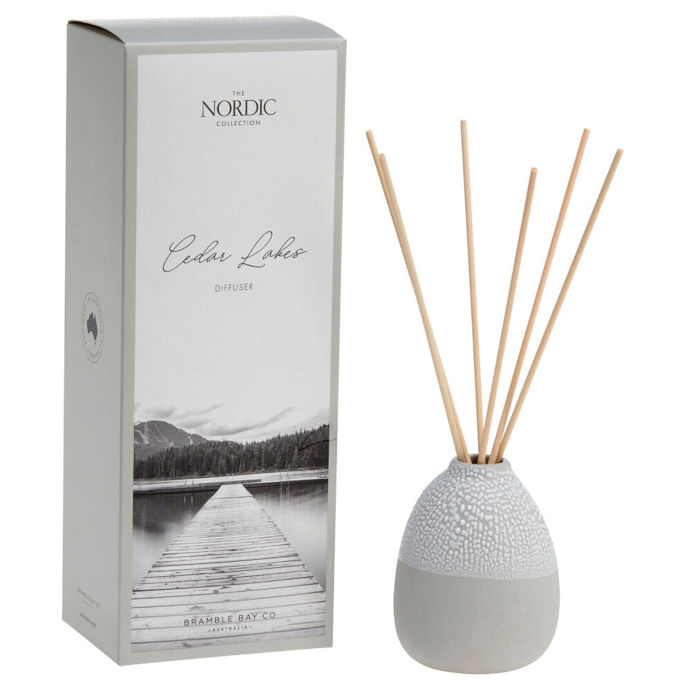 Bramble Bay Nordic Cedar Lakes Diffuser Home Fragrance Grey
