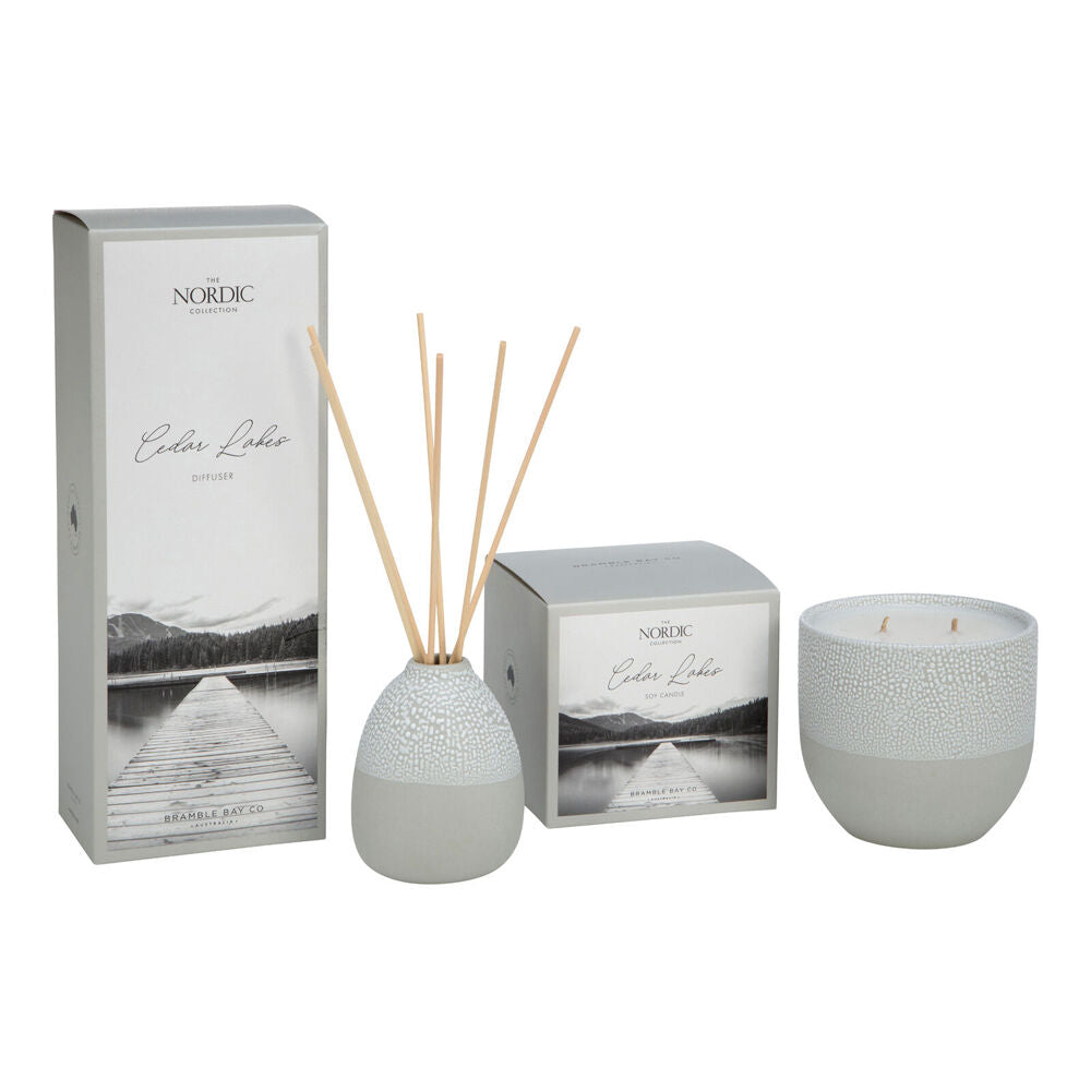 Bramble Bay Nordic Cedar Lakes Diffuser Home Fragrance Grey