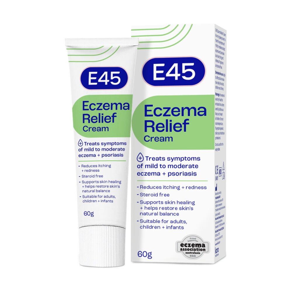 3PK E45 Eczema Relief Cream Soothe & Support Mild/Moderate and Psoriasis 60g