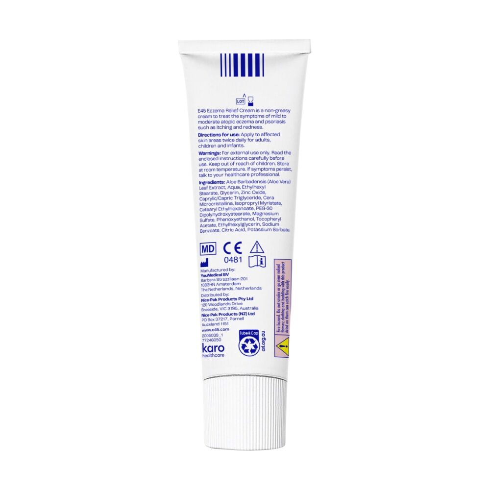 3PK E45 Eczema Relief Cream Soothe & Support Mild/Moderate and Psoriasis 60g