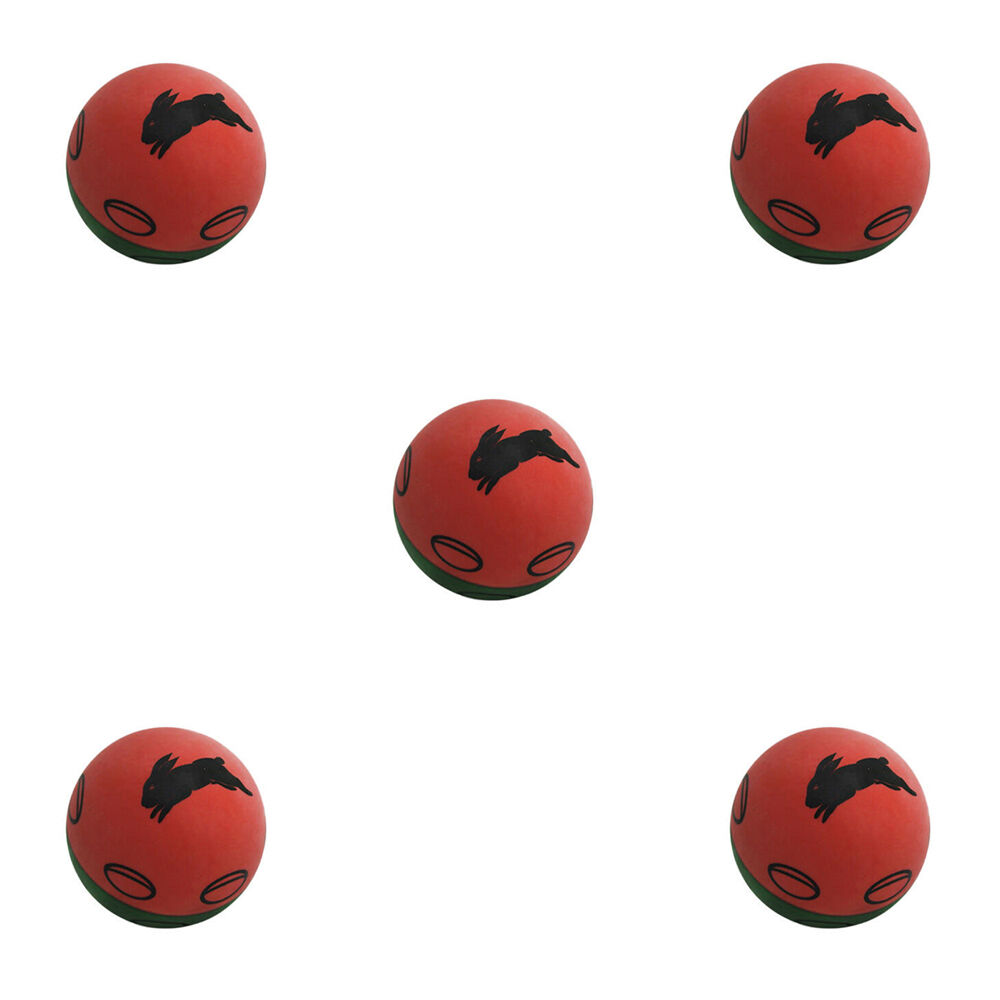 5PK NRL South Sydney Rabbitohs NRL Super-High Bounce Ball 60mm - Red