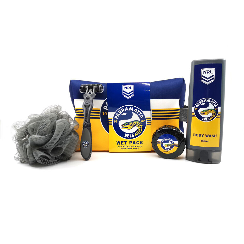 5pc NRL Eels Bag Body Wash/Disposable Razor/Loofa & Soap