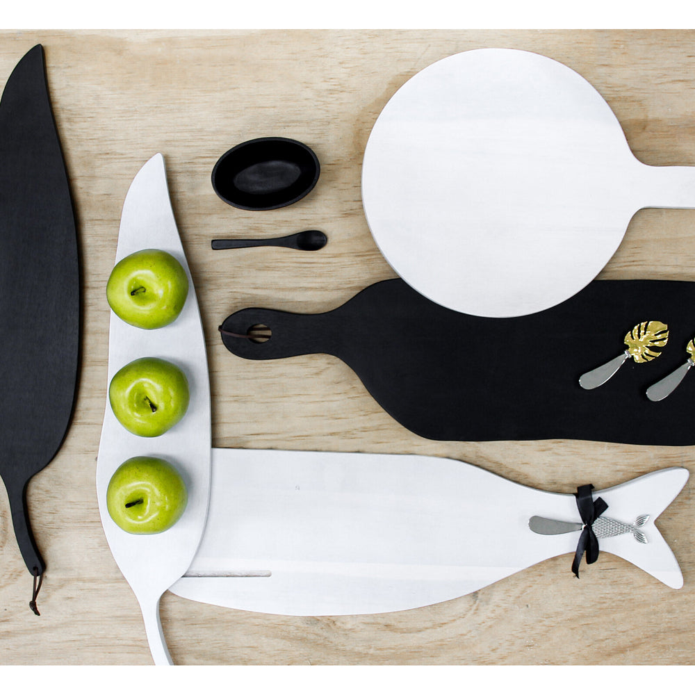 3PK LVD Acacia Wood Oval Bowl w/ Spoon 11.5x8cm - Black