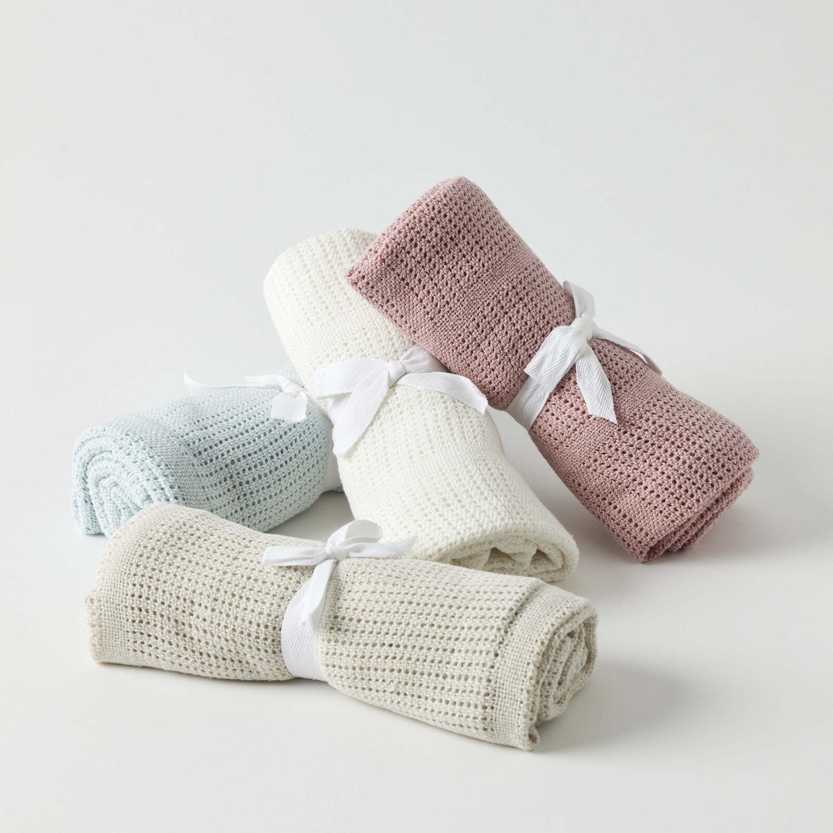 2PK Jiggle & Giggle Cotton Cellular Baby Blankets Assorted Cotton 70x90cm 0y+