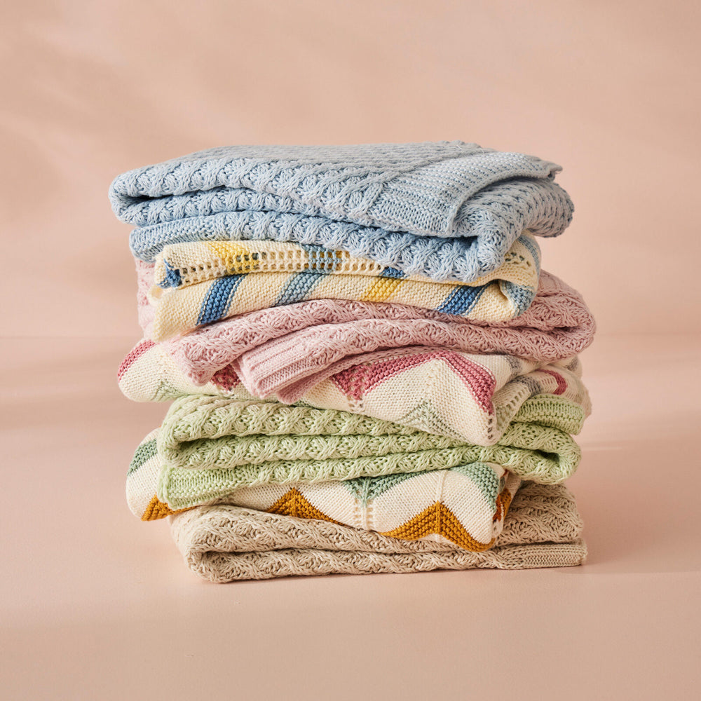Jiggle & Giggle Cotton Basket Weave Knit Baby Blanket - Green