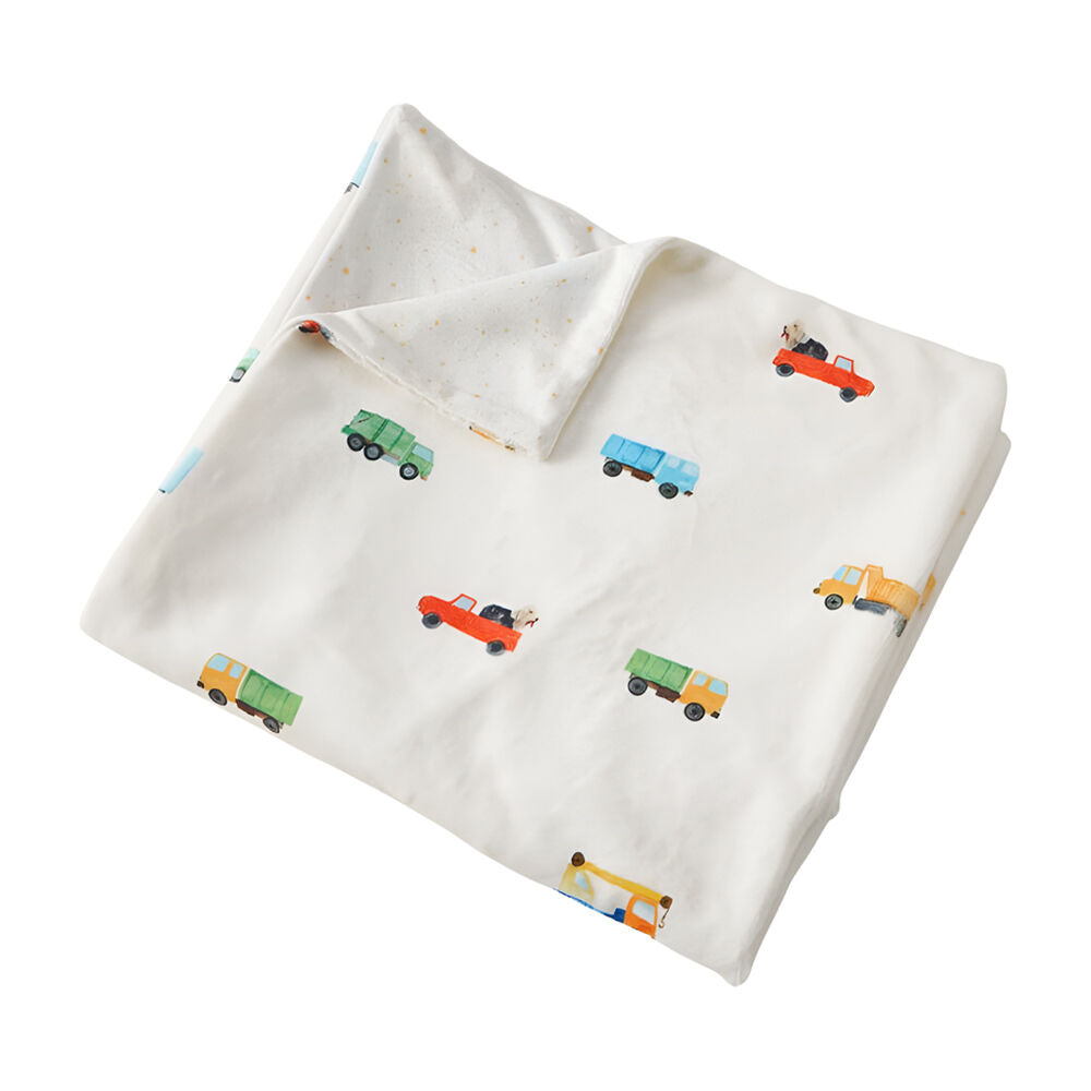 Jiggle & Giggle Soft Fleece Toddler Blanket Lightweight Trucking Along