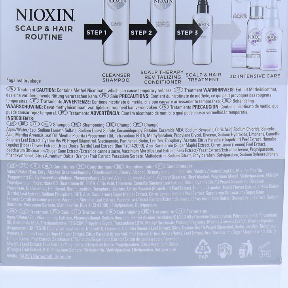 3pc Nioxin System 1 Kit Shampoo/Conditioner/Treatment