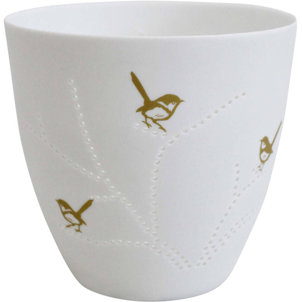 LVD Porcelain Cup Tealight Candle Holder Display Bird 9cm - White