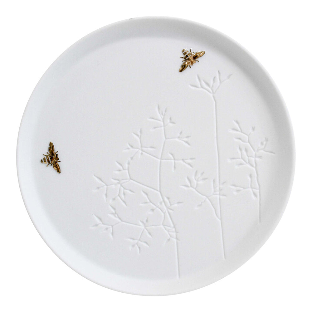 2PK LVD Decorative Porcelain 14cm Bee Food Plate Round - White