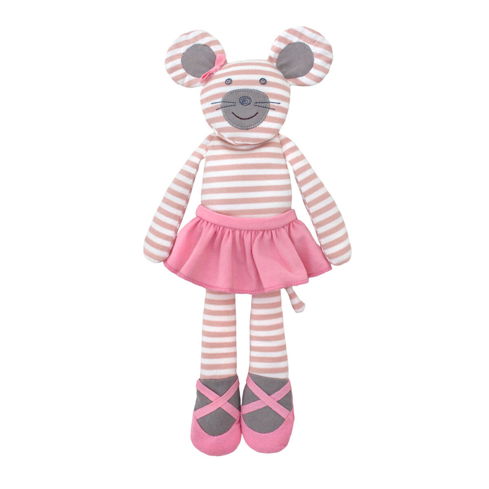 Organic Farm Buddies 35cm Ballerina Mouse Kids Plush Animal Toy 0+