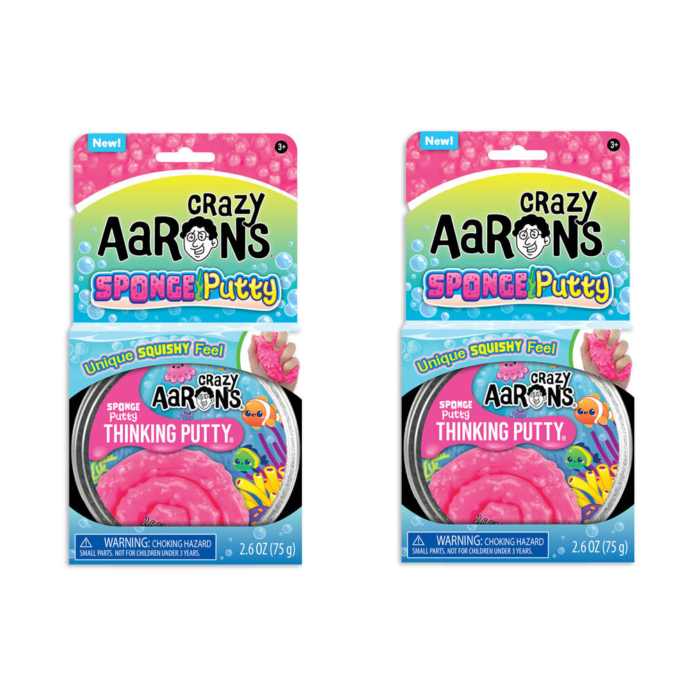 2PK Crazy Aarons Trendsetters Sponge Putty 4 Inch Tin Kids Sensory Toy 3y+