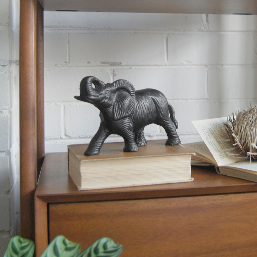 White Moose Elephant Home Decor Metal Sculpture/Figurine 22x13x6cm Black