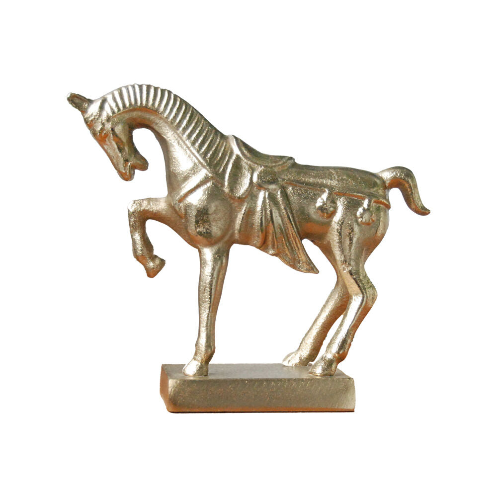 White Moose Horse on Base Home Decor Metal Sculpture/Figurine 24x20x8.5cm Gold