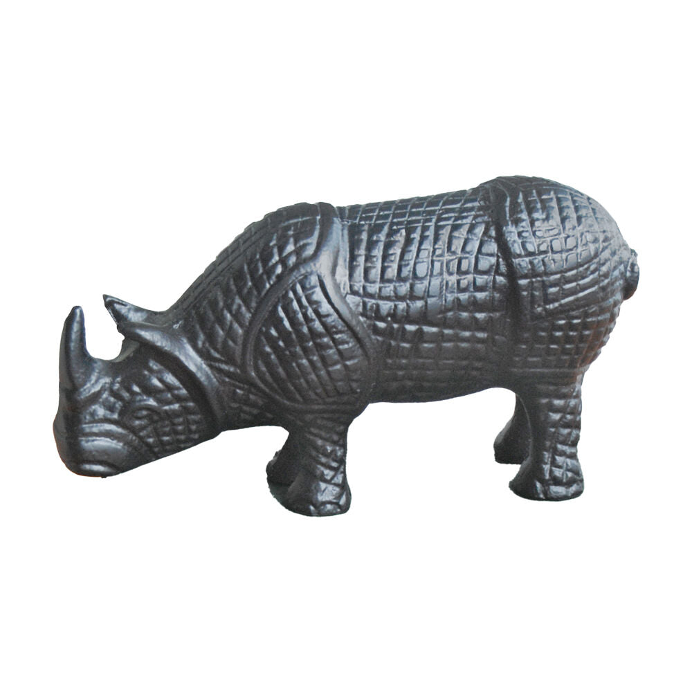 White Moose Rhino Home Decor Metal Sculpture/Figurine 20x10x7cm Black