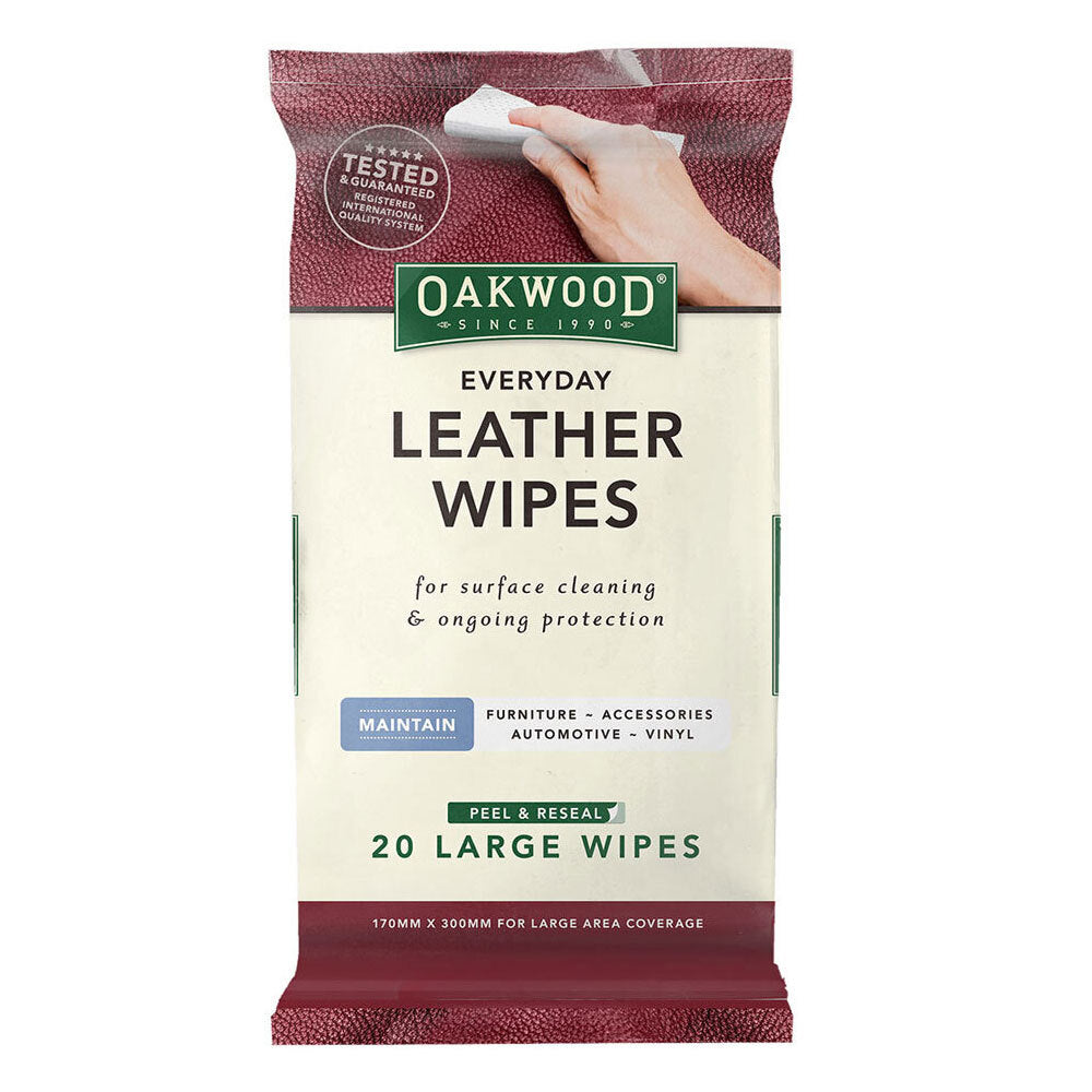 80pc Oakwood Everyday Leather Wipes 170mm x 300mm