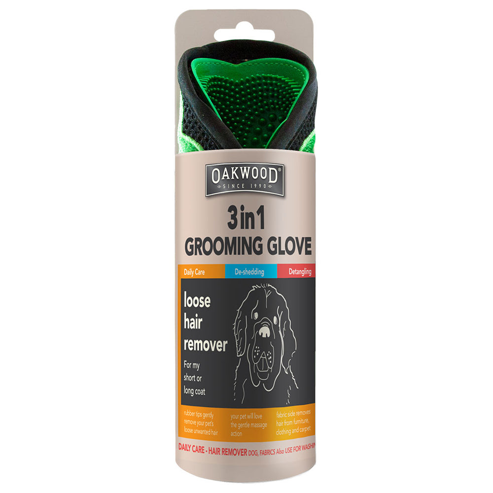 2PK Oakwood 3 In 1 Grooming Glove Loose Hair Remover