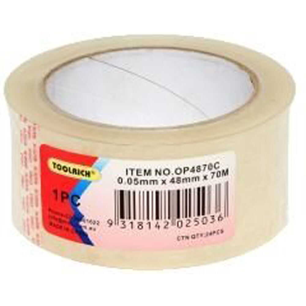 24PK Toolrich Packaging Tape Sticky Adhesive Packing Roll 48mmx70m Clear
