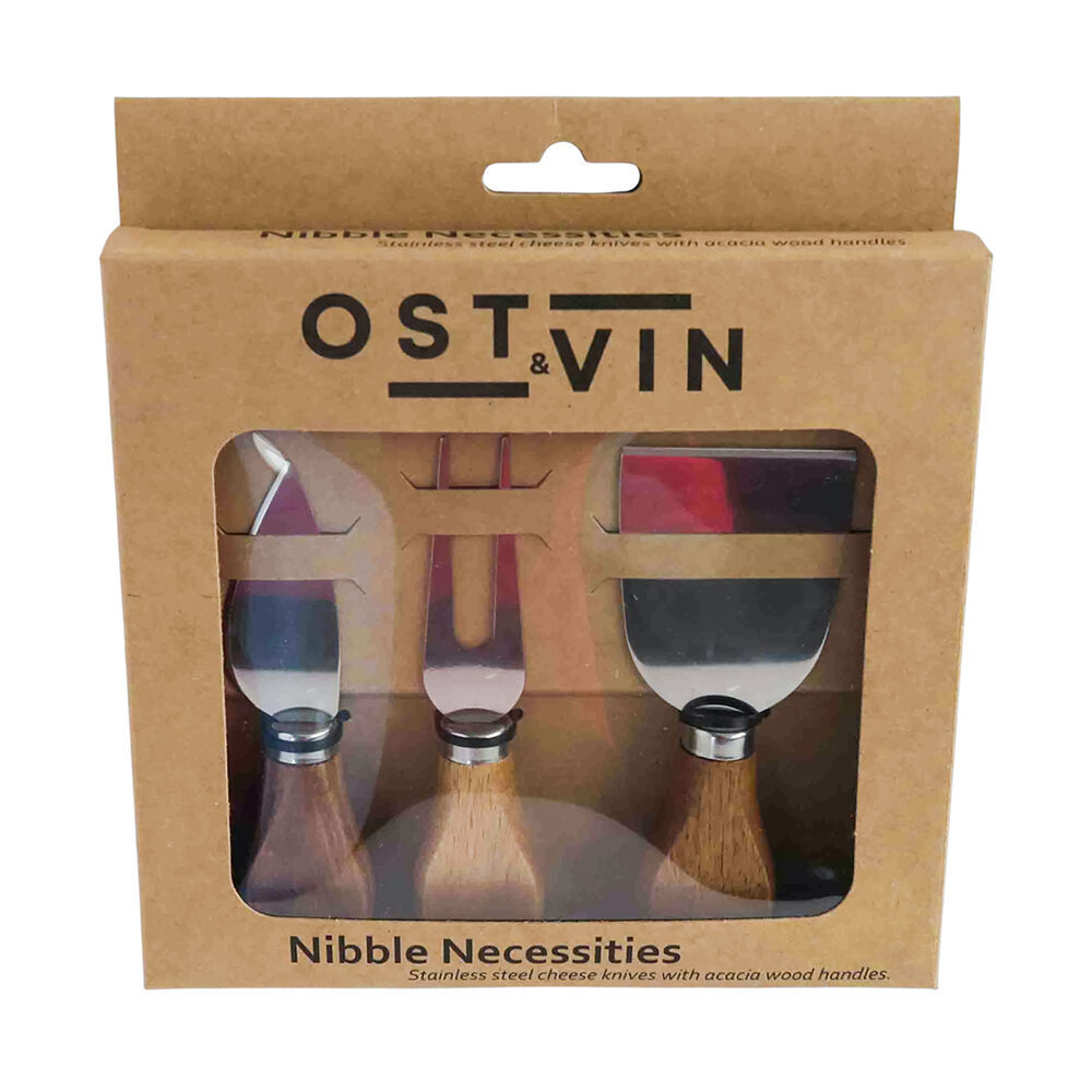 4x 3pc NF Living Acacian Cheese Set 21x17 Knife Dinnerware/Serveware Brown