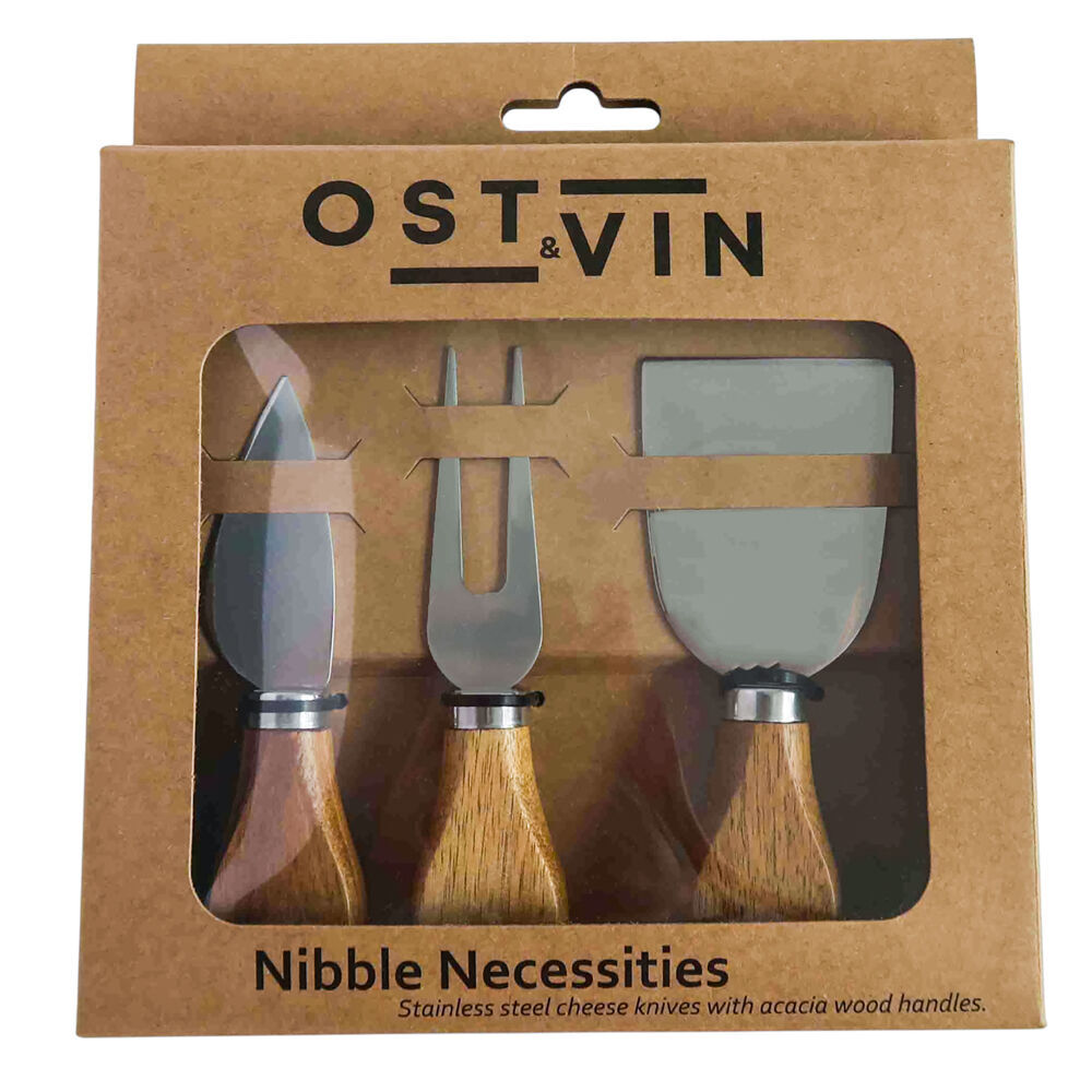 4x 3pc NF Living Acacian Cheese Set 21x17 Knife Dinnerware/Serveware Brown