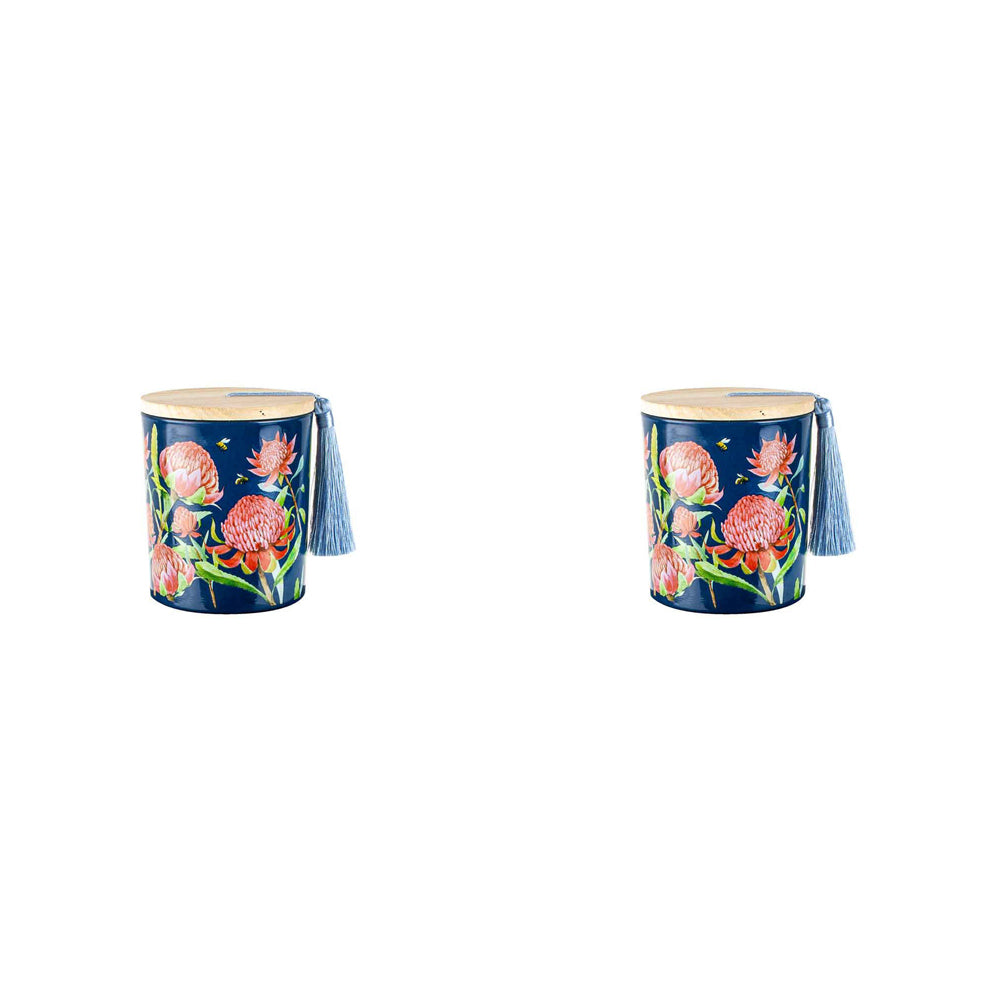 2PK Australiana 300g Vanilla Scented Candle w/ Wood Lid & Tassel - Waratah