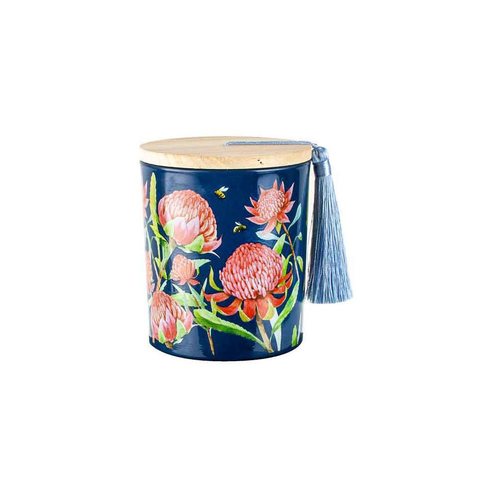 2PK Australiana 300g Vanilla Scented Candle w/ Wood Lid & Tassel - Waratah