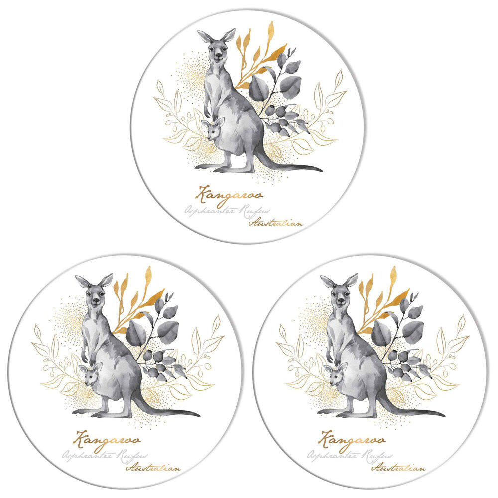 3PK LMD Kangaroo Ceramic Surface Protector Round 25cm - Black/White