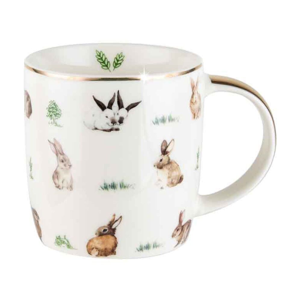 2PK LMD Bunnies Farm Lane New Bone China Coffee Mug 360ml - White