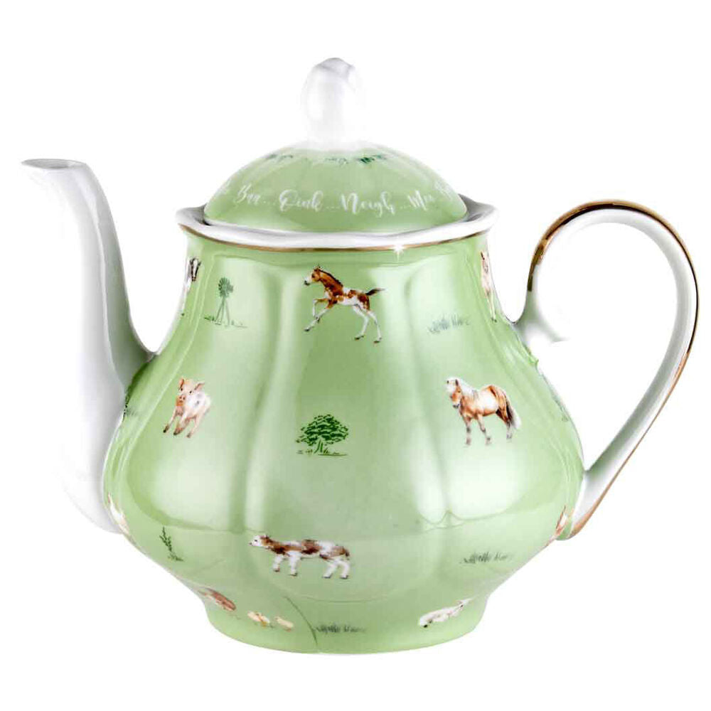 LMD Farm Lane Porcelain Teapot Kettle 1200ml - Green