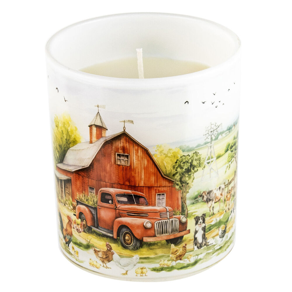 LMD Country Life Glass 45hr Candle w/Tassel/Lid Home Decor 300g - Red Truck