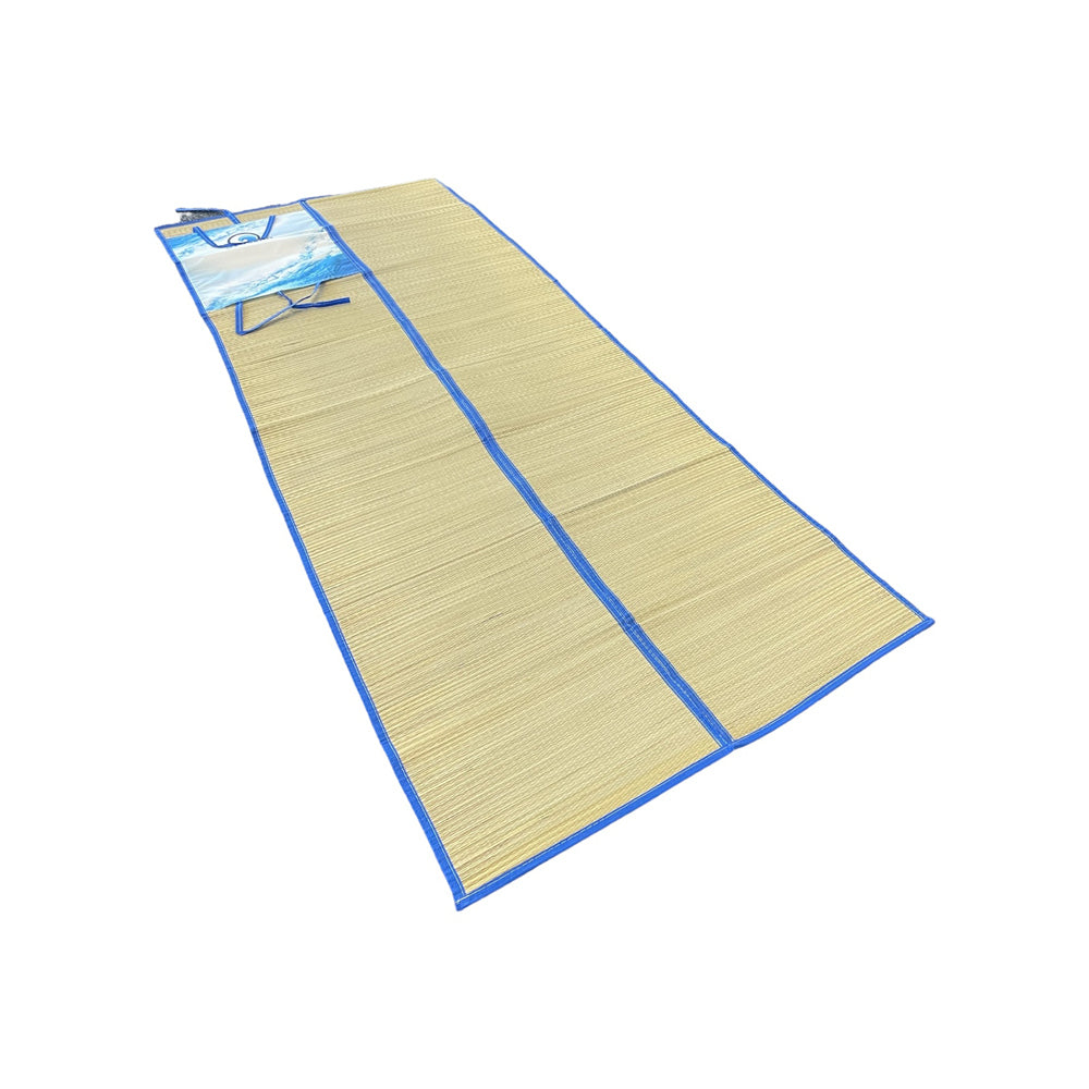 4PK Ozocean Folded Straw Beach Mat Outdoor Camping 180x70cm Blue
