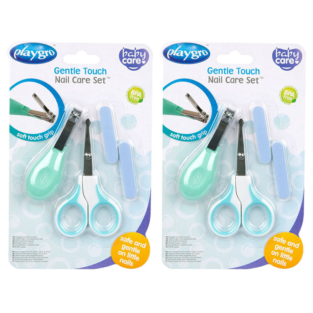 2x 4pc Playgro Gentle Touch Baby/Childrens Nail Care Set