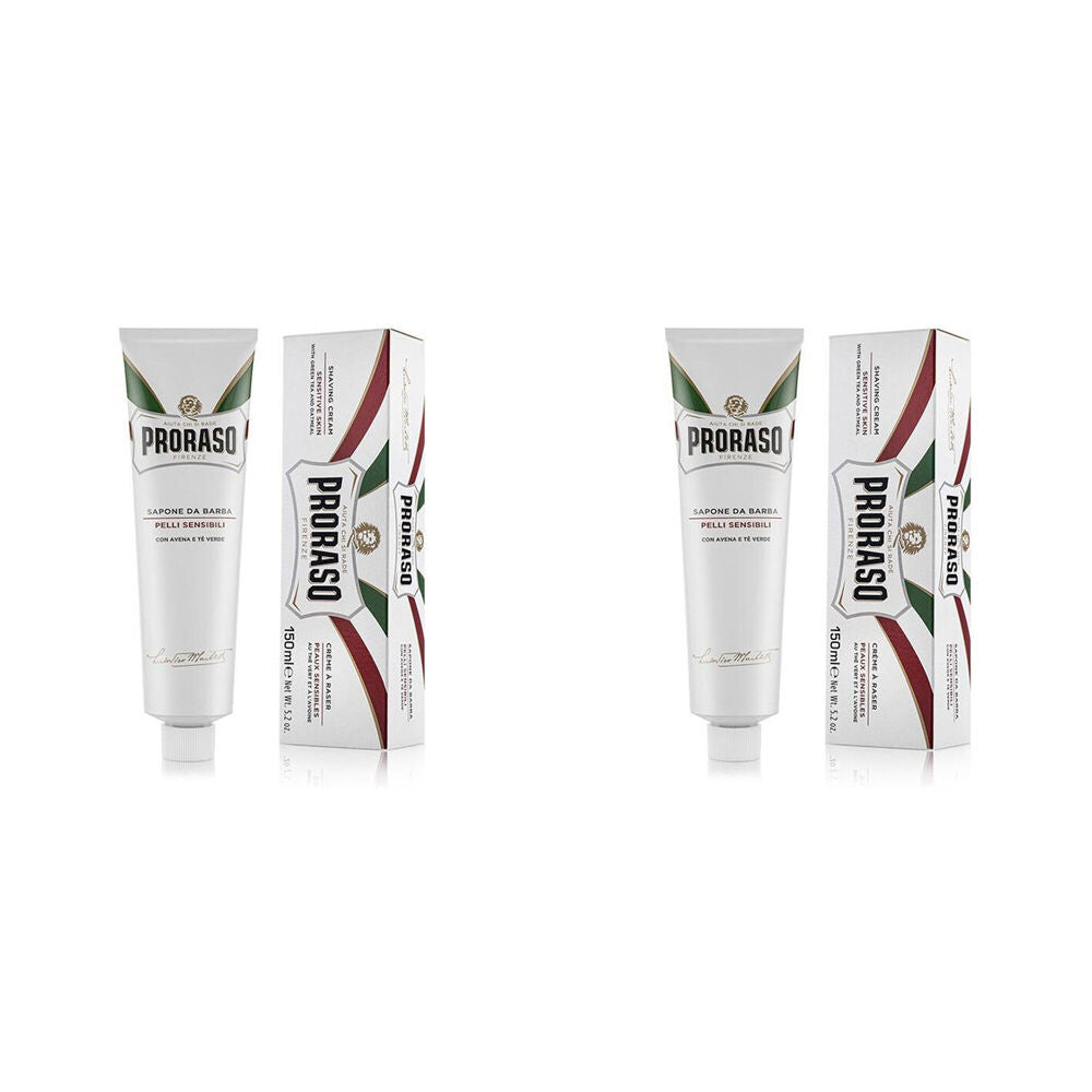 2PK Proraso Shaving Cream In A Tube For Sensitive Skin w/ Green Tea 150ml