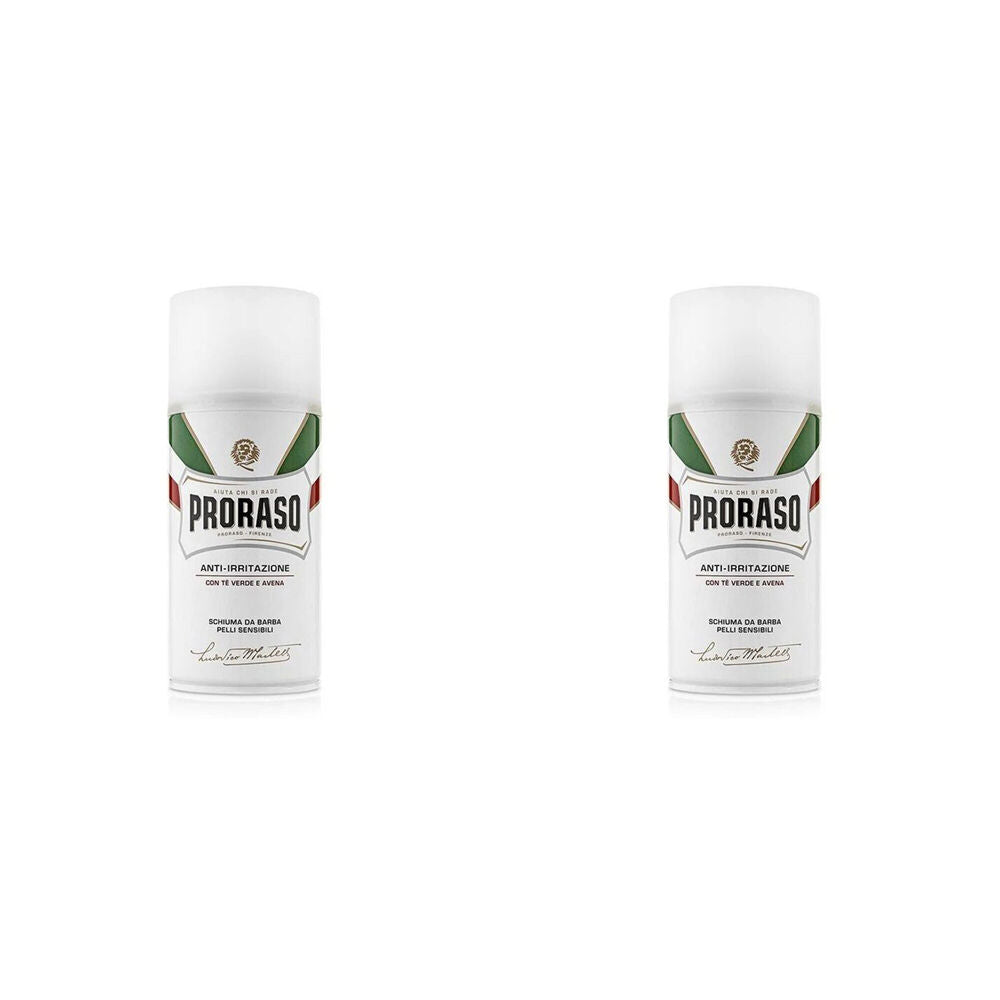 2PK Proraso Shaving Foam w/ Green Tea Suitable For Sensitive Skin 300ml