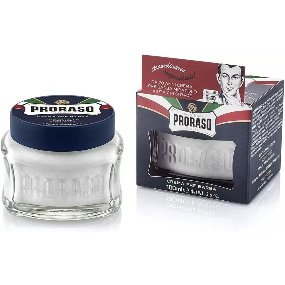 2PK Proraso Men's Pre Shave Protect For Sensitive Skin Blue 100ml