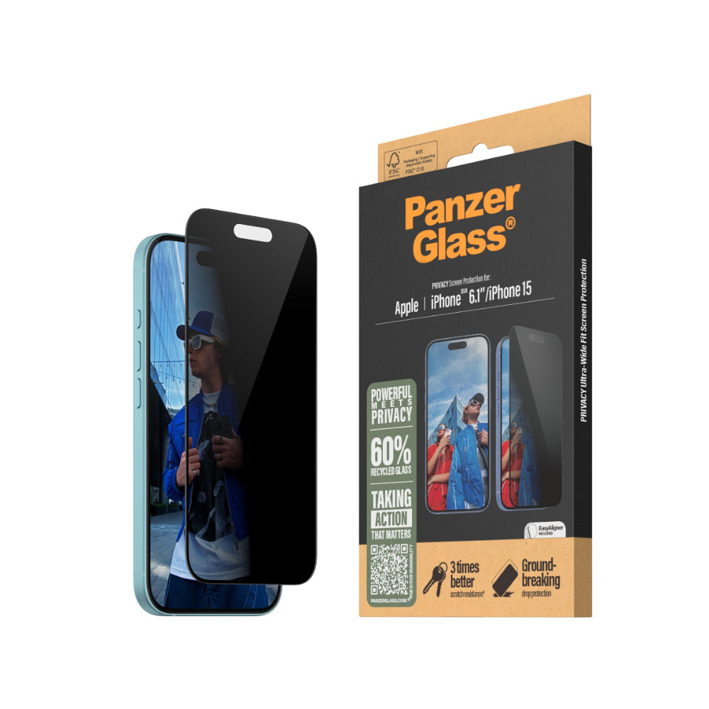 PanzerGlass Ultra Wide Fit Privacy Screen Protector For Apple iPhone 16