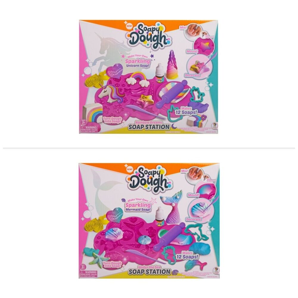 2PK Soapy Dough Soap Station Kids Modelling Clay Set Makes 12 Soaps 3y+ Assorted