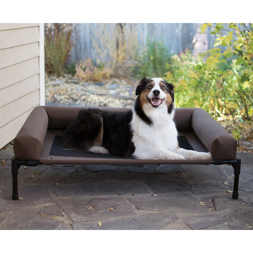 Pro Pet Care 61cm Elevated Sleeping Dog Bed w/ Edge - Brown