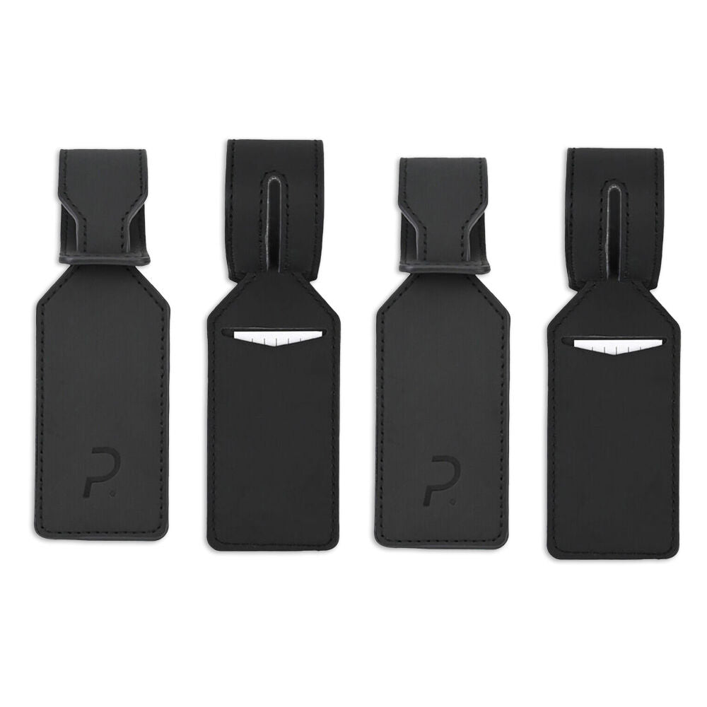 2x 2pc Paklite Adjustable ID Luggage Accessory Tag Set w/ Loop Strap 5x26cm Black