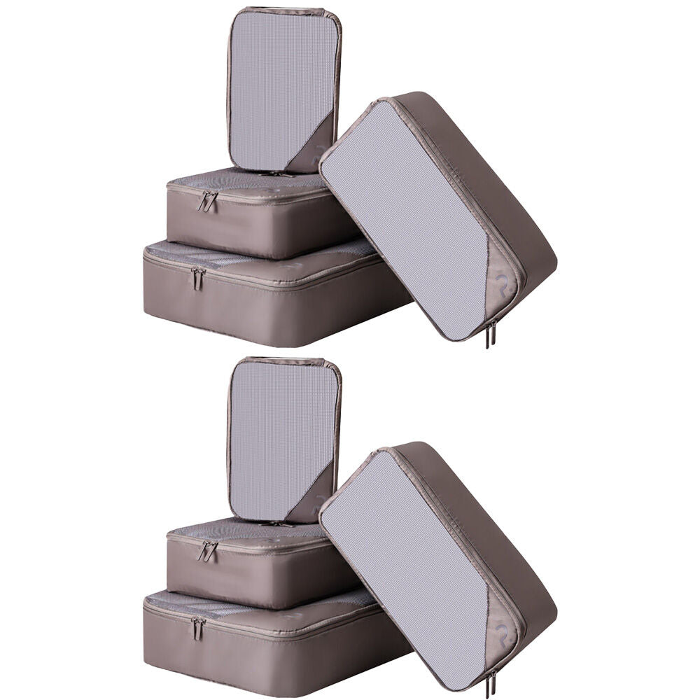 2x 4pc Paklite Travelling Packing Cubes Organiser Accessory Set Clay