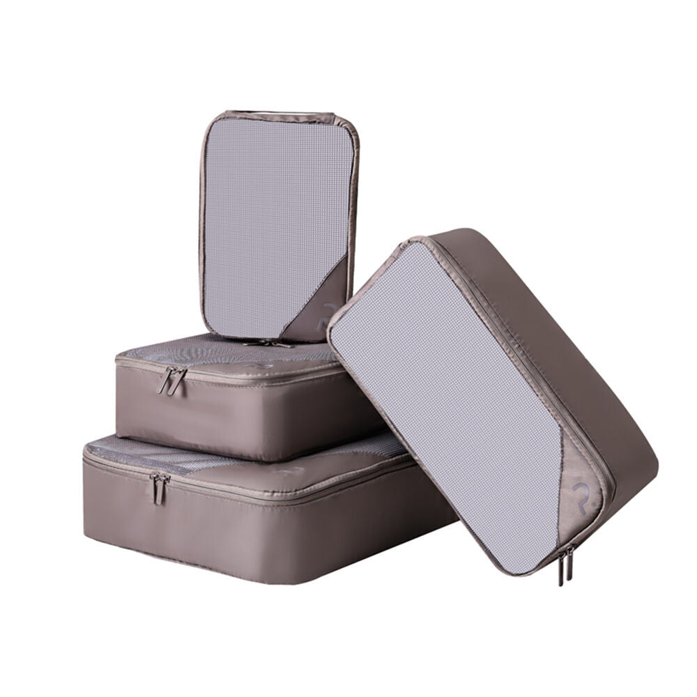 2x 4pc Paklite Travelling Packing Cubes Organiser Accessory Set Clay